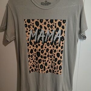 Goodie Two Sleeves Gray Leopard Print 'Mama' Tee